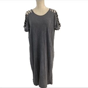 Simisue Dress Distressed  ray Cutout Ripped Shoulder Lagenlook Size Large